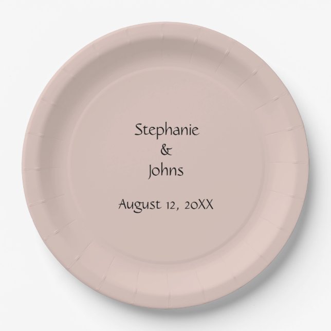 Pink Salt Wedding Custom Couple Name Monogram Cute Paper Plates (Front)