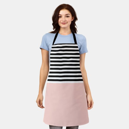 Pink Salt With Black and White Stripes Apron