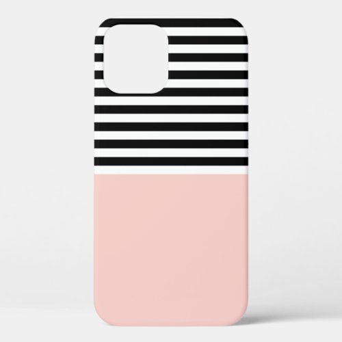 Pink Salt With Black and White Stripes iPhone 12 Case