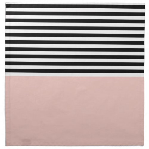 Pink Salt With Black and White Stripes Cloth Napkin