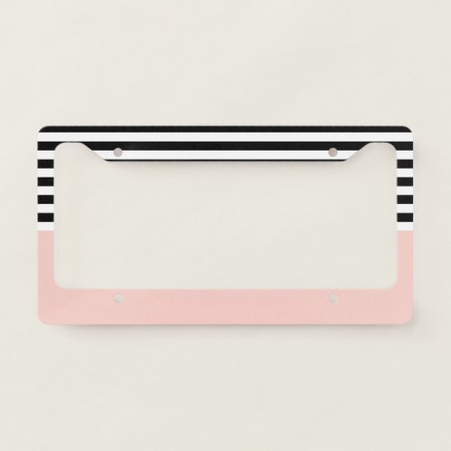 Pink Salt With Black and White Stripes License Plate Frame
