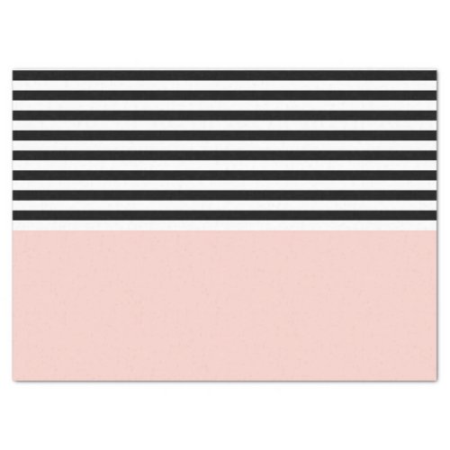 Pink Salt With Black and White Stripes Tissue Paper