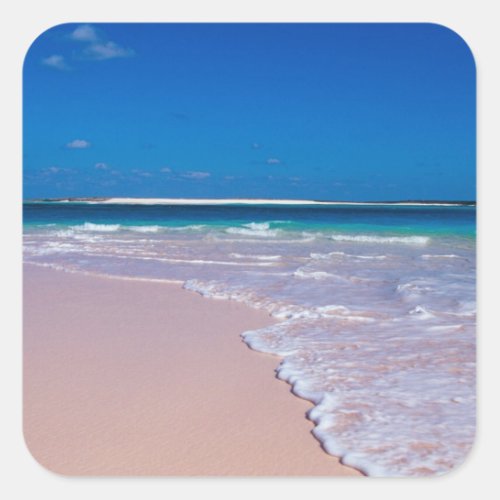 Pink sand beach at Conch Bay Cat Island Square Sticker
