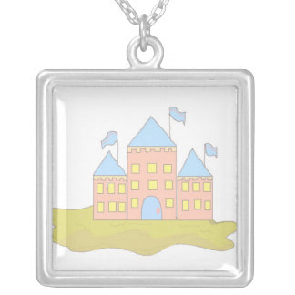 Pink Sand Castle Silver Plated Necklace