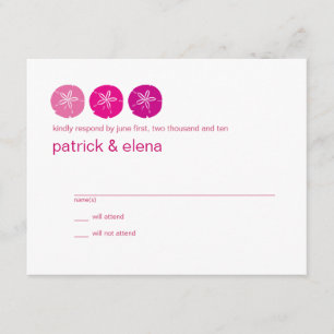 Pink Sand Dollar, Beach Wedding RSVP card