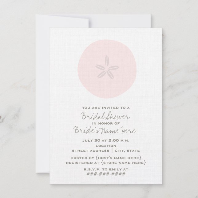 Pink Sand Dollar Bridal Shower Invitation (Front)