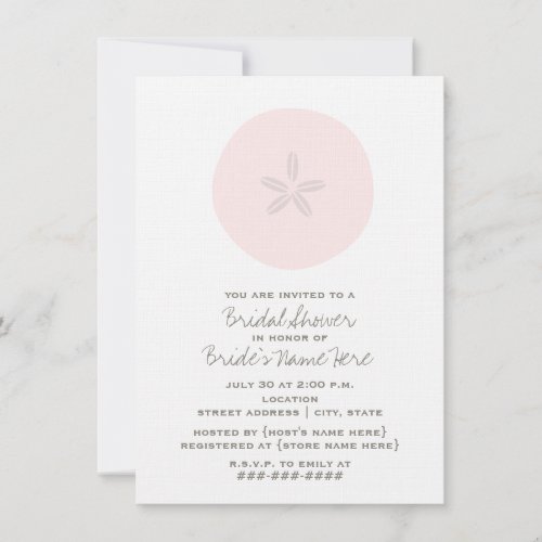 Pink Sand Dollar Bridal Shower Invitation