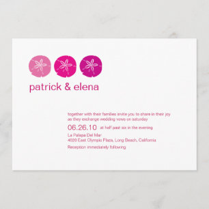 Pink Sand Dollars, Beach Wedding Invitation