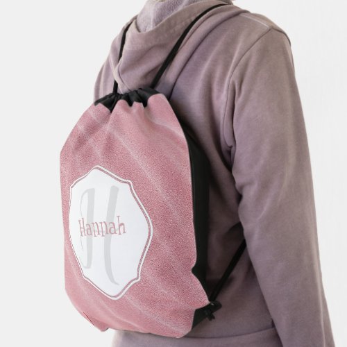 Pink Sand Ripples Personalize Drawstring Backpack