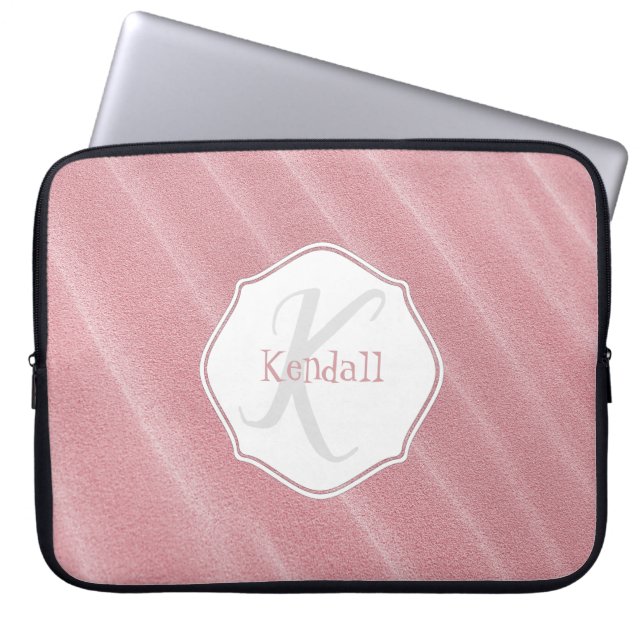 Pink Sand Ripples Personalized Laptop Sleeve (Front)