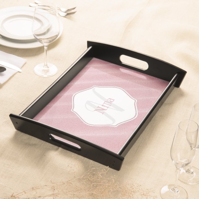 Pink Sand Ripples Personalized Serving Tray (Front)