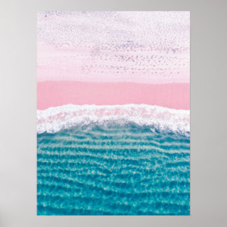 Pink sand turquoise sea poster