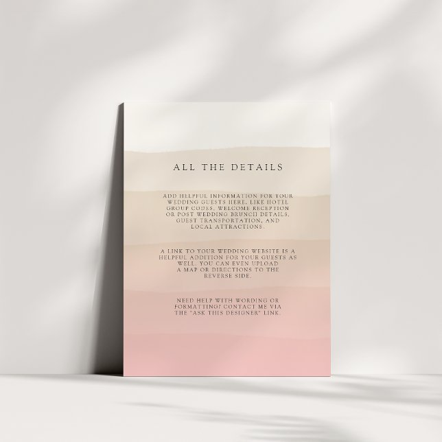 Pink Sand | Wedding Guest Details Enclosure Card (Creator Uploaded)