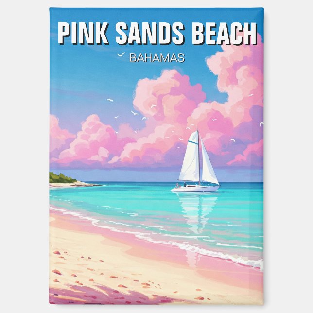 Pink Sands Beach Bahamas Travel Magnet (Front)