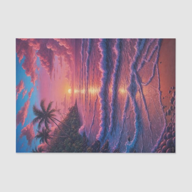 Pink Sands Beach Cove Decoupage | Tropical Beach  Tissue Paper (Front)