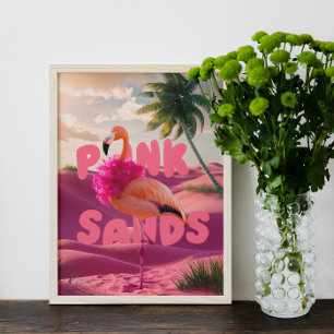 pink sands flamingo poster