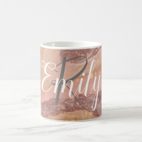 Pink Sandstone Agate Marble Abstract Name Monogram Coffee Mug