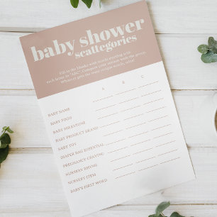 Pink Sandstone Typography Baby Scattegories Game Flyer
