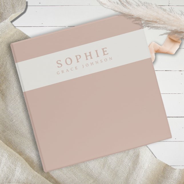 Pink Sandstone Typography Baby Shower Album 3 Ring Binder (Creator Uploaded)