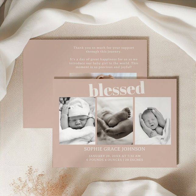 Pink Sandstone Typography Baby Shower Announcement (Creator Uploaded)