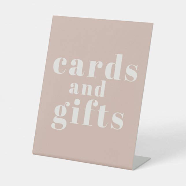 Pink Sandstone Typography Baby Shower Cards Gifts Pedestal Sign (Front)