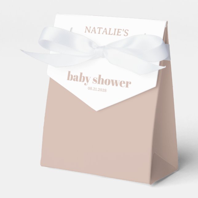 Pink Sandstone Typography Baby Shower Favor Boxes (Front Side)