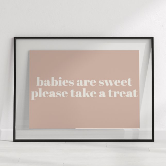 Pink Sandstone Typography Baby Shower Favor Poster (Creator Uploaded)