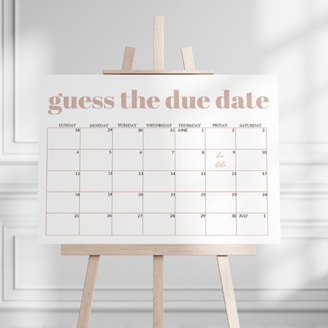Pink Sandstone Typography Baby Shower Guess Date Foam Board (Creator Uploaded)