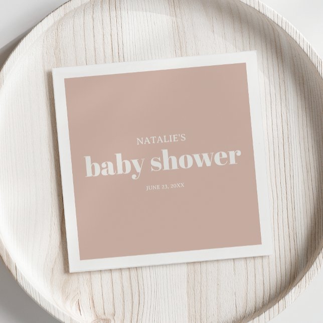 Pink Sandstone Typography Baby Shower Napkins (Creator Uploaded)