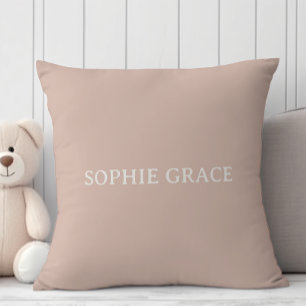 Pink Sandstone Typography Baby Shower Throw Pillow