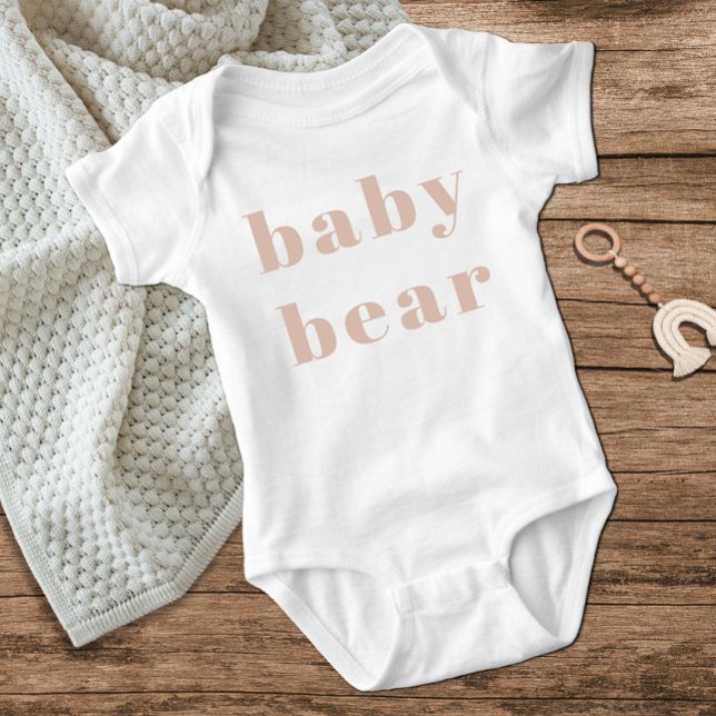 Pink Sandstone Typography Girl Pink Baby Bear  Baby Bodysuit (Creator Uploaded)