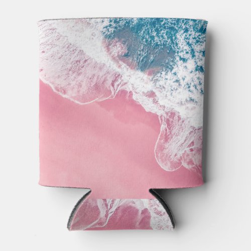 Pink Sandy Beach Aerial View Can Cooler
