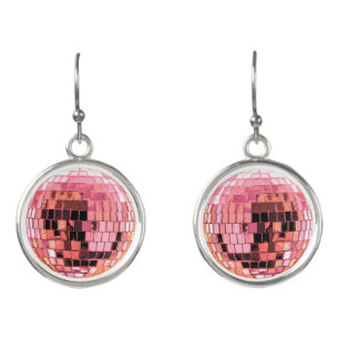 Pink Sangria Metallic Disco Ball Earrings