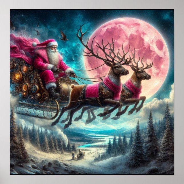 Pink Santa Airborne Poster (Front)