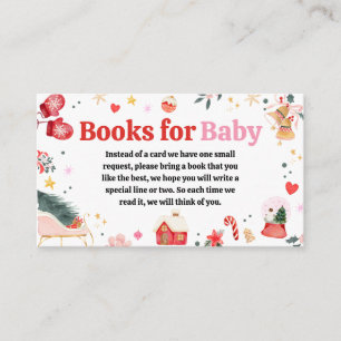 Pink Santa Baby Baby Shower Books for Baby Enclosure Card
