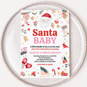Pink Santa Baby Baby Shower Invitation