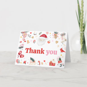 Pink Santa Baby Baby Shower  Letterpress Thank You Card