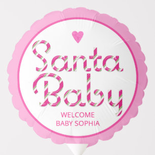 Pink Santa Baby Christmas Baby Shower Balloon