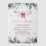 Pink Santa Baby Christmas Clothesline Baby Shower Vellum Invitations<br><div class="desc">Celebrate the magic of the season with our Pink Santa Baby Christmas Clothesline Baby Shower Vellum Invitations! 🎀🎄✨ Featuring adorable pink baby clothes hanging on a festive Christmas clothesline, delicate holiday accents, and elegant typography, this invitation adds a sweet and whimsical touch to your baby shower. Printed on luxurious translucent...</div>