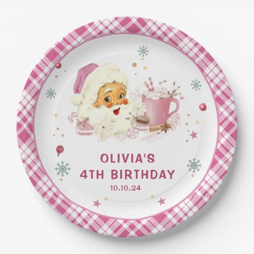 Pink Santa Christmas Cookie Birthday Party Paper Plates