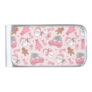 Pink Santa Christmas Money Clip