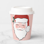 Pink Santa Christmas  Paper Cups<br><div class="desc">Pink and red  Santa Claus on a light pink background.</div>