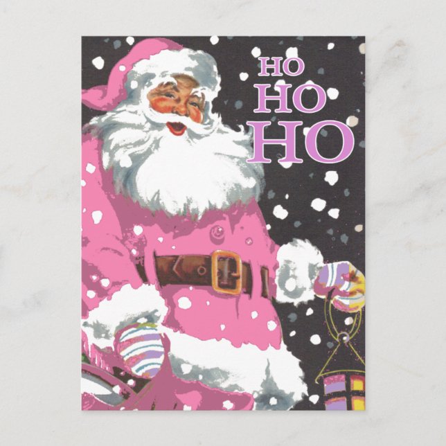 Pink Santa Claus Christmas Card (Front)