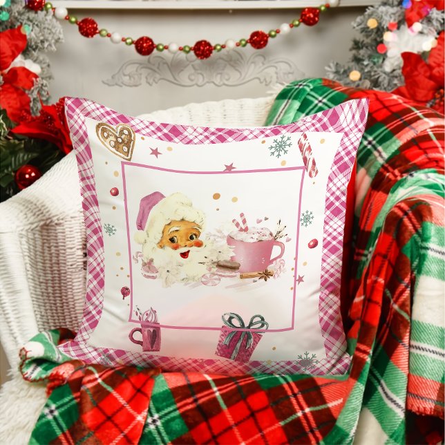 Pink Santa Claus Christmas Pattern Throw Pillow (Creator Uploaded)