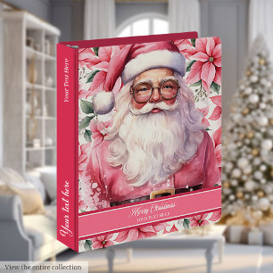 Pink Santa Claus Christmas Planner Memory Binder