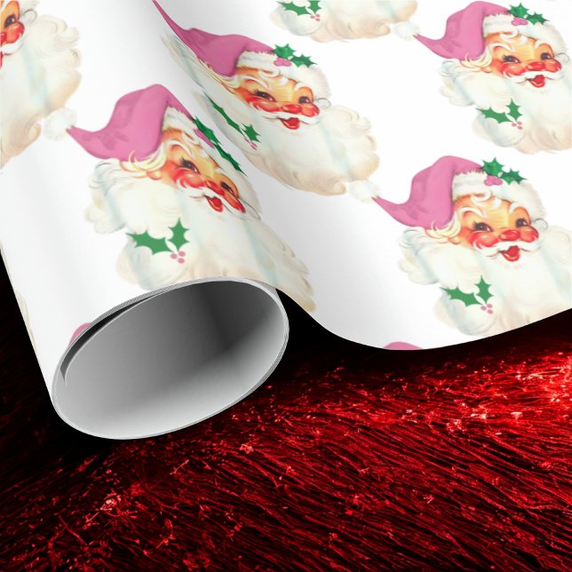 Pink Santa Claus Christmas Wrapping Paper (Creator Uploaded)