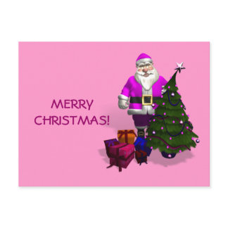 Pink Santa Claus Holiday Postcard