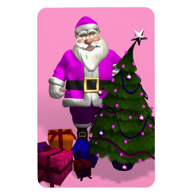 Pink Santa Claus Magnet (Vertical)