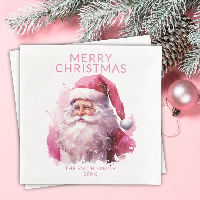 Pink Santa Claus Party Paper Dinner Napkins (Creator Uploaded)
