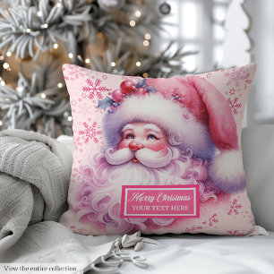 Pink Santa Claus Pillow for Christmas with Name